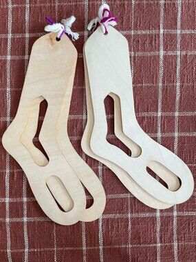 WOOD SOCK BLOCKERS, LASER CUT, 2 PAIRS: size large for knit or crochet